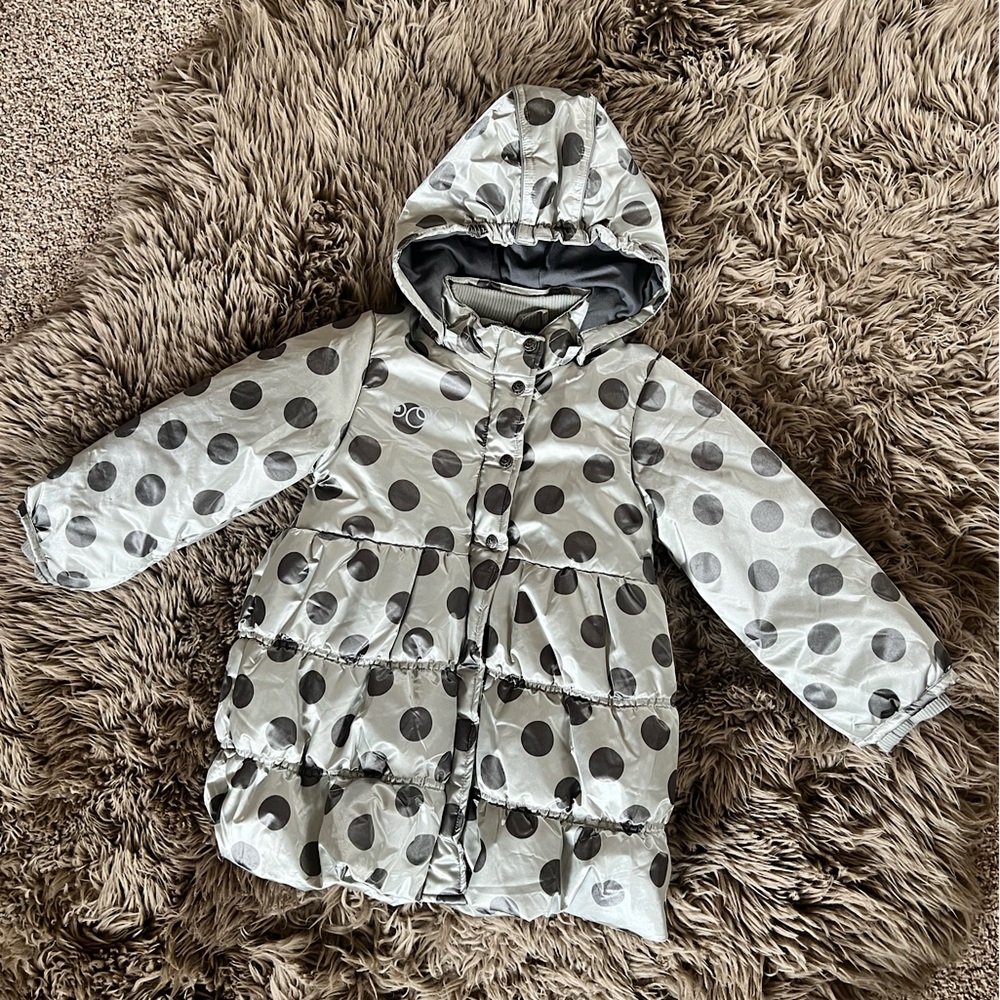 Girls Me Too Silver/ Gray Polka Dot Winter Coat